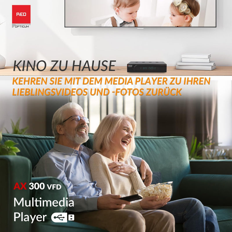 RED OPTICUM AX 300 VFD Sat Receiver mit PVR I Digitaler Satelliten-Receiver HD mit alphanumerischem