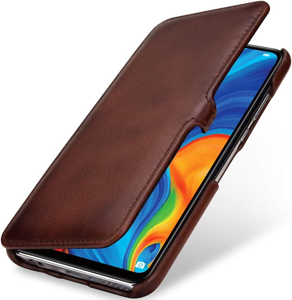 STILGUT Book Case kompatibel mit Huawei P30 lite Hülle aus Leder mit Clip-Verschluss, Lederhülle, Kl