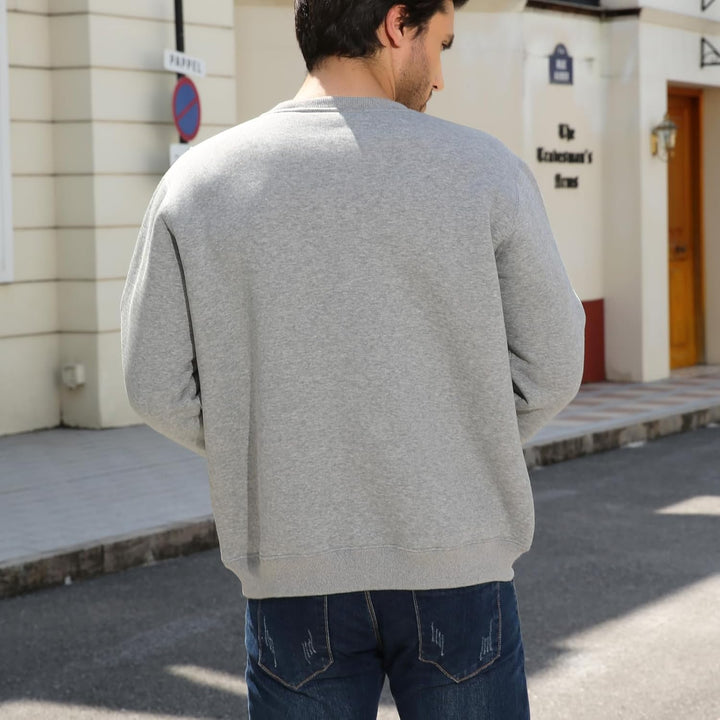 Herren Sweatshirt Winter Warm Fleece Pullover Herren Langarm Pulli mit Rundhalsausschnitt Basic Soli