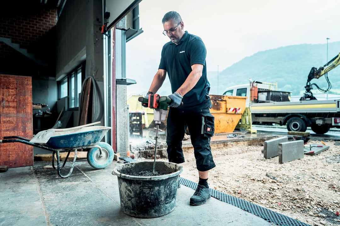 metabo Akku-Rührwerk RW 18 LTX BL 140-2 - 18V, Brushless-Motor, 2-Gang-Getriebe, 50L Mischmenge, Saf