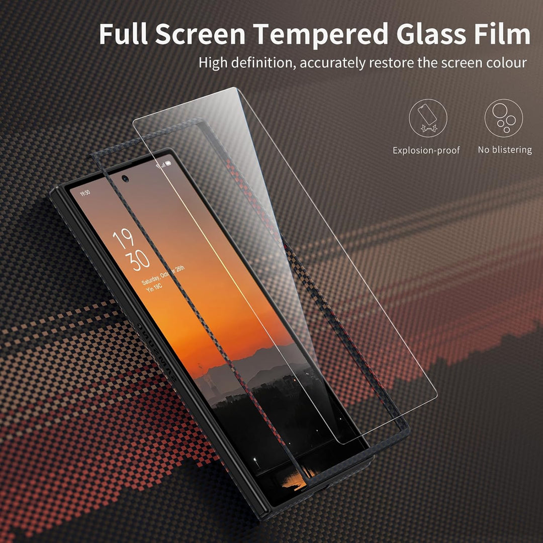 memumi Carbon Hülle für Galaxy Z Fold 7, mit Schutzfolie auf der Vorderseite, 0,5 mm Superdünne, Hül