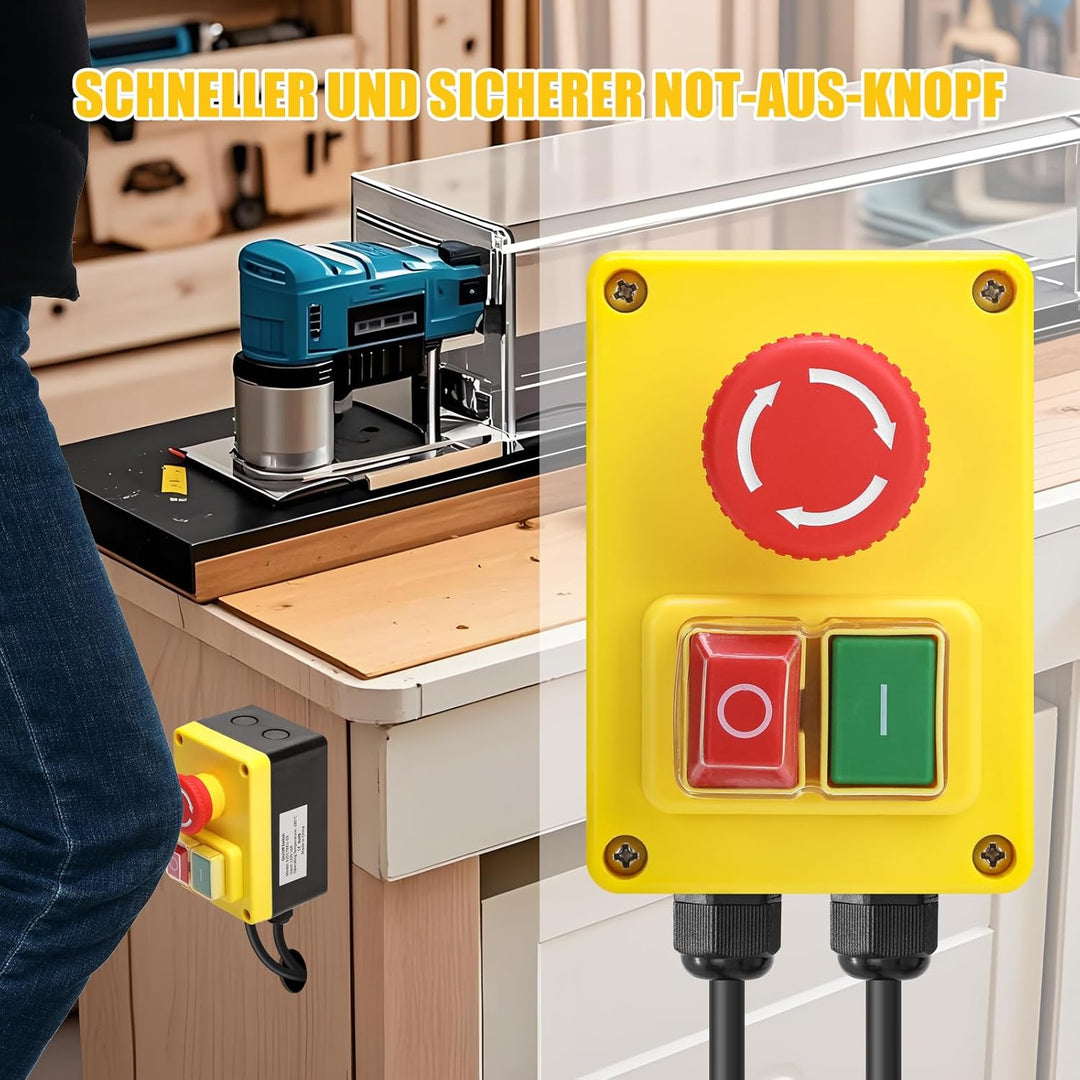 220V Einphasiger Ein Aus Schalter, Briidea Sicherheitsschalter mit Grossem Rotem Not-Aus-Knopf zum S