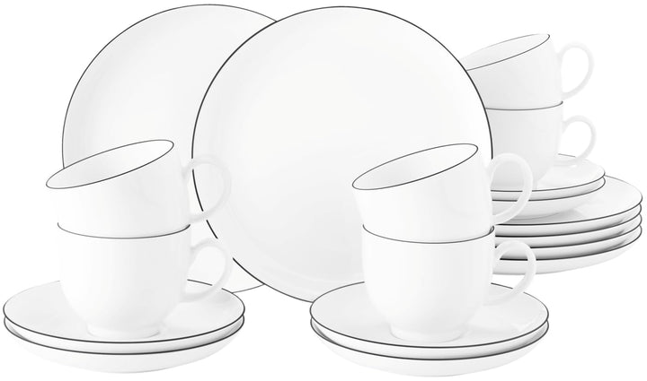 Seltmann Weiden 001.737147 Kaffeeservice 18-teilig Lido Black Line, 43.0 x 24.0 x 18.1 cm Single, Si