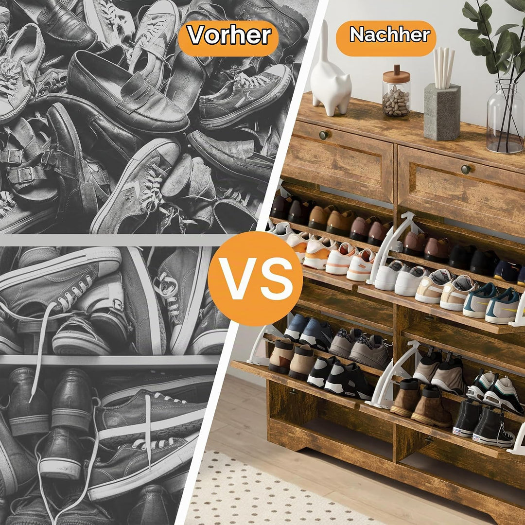 Xbro Schuhschrank mit Schublade und 4 Klappen, Schuhkipper Schmal, Schuhregal für 20–24 Paar Schuhe,