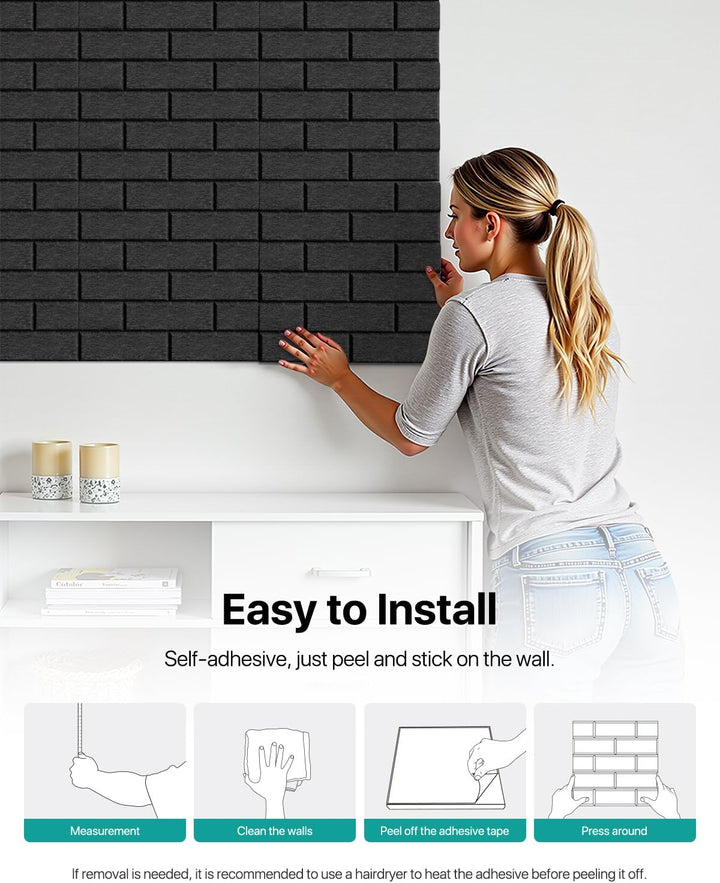 Akustikplatten selbstklebend 12 Stück, Schalldämmung Schallschutz Wand hoher Dichte Ziegeltyp Schall