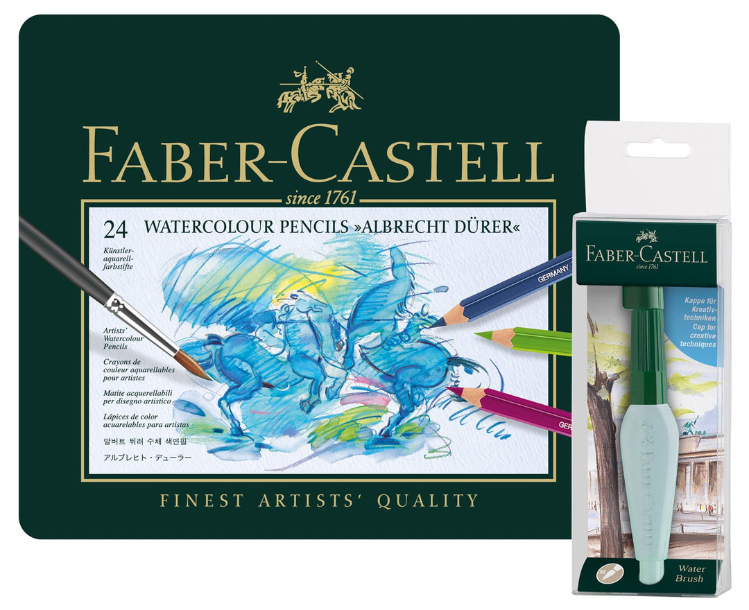 Faber-Castell 117590 Aquarellstifte Albrecht Durer 24 Metallkoffer Kunst und Grafik Wassertankpinsel