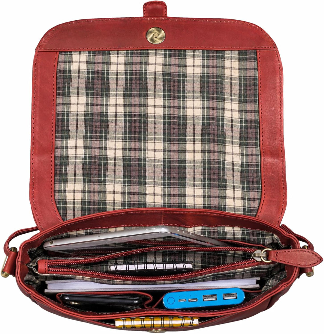 Benthill Damen Tasche aus Echt-Leder - Handtasche aus Rindsleder - Schultertasche mit Reissverschlus