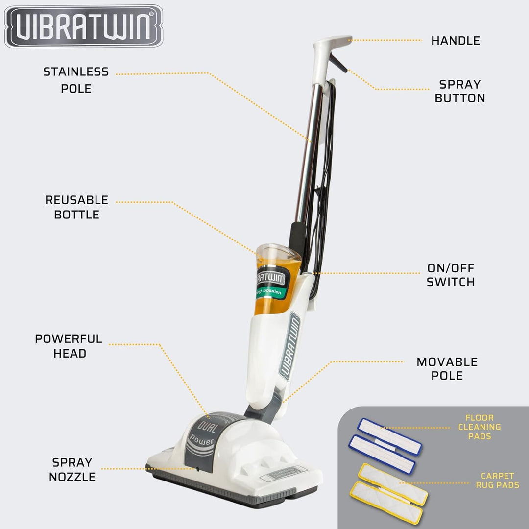 BEST DIRECT VibraTwin As seen on TV Dampfbesen drahtlos verkabelt, Reinigt, reibt, poliert, verjüngt