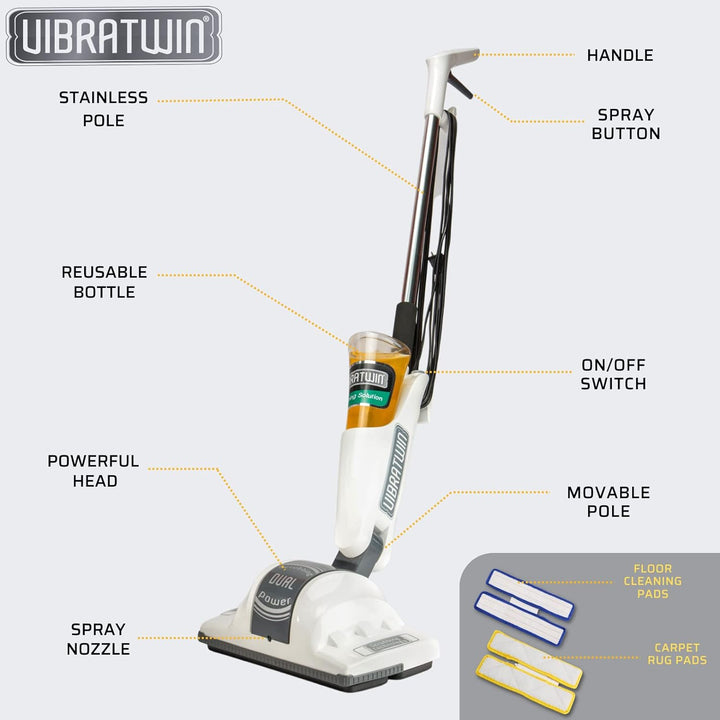BEST DIRECT VibraTwin As seen on TV Dampfbesen drahtlos verkabelt, Reinigt, reibt, poliert, verjüngt