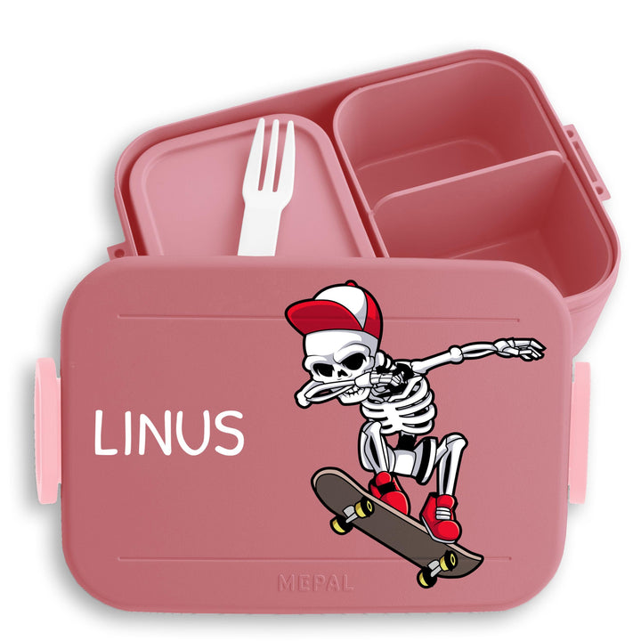 Kinder Bento Box Midi Lunchbox für Mepal Bentobox - Dabbing Skelett Skateboard | Dab Skelett Skater