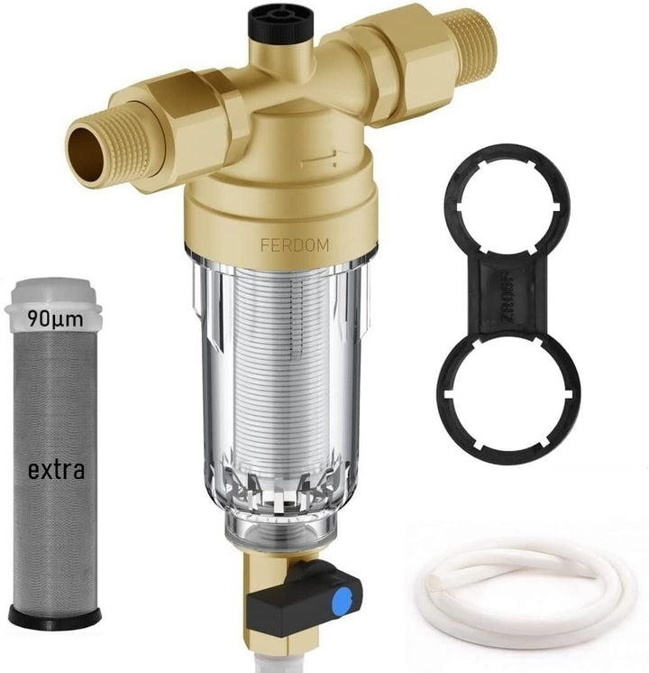 FERDOM FD178 Vorfilter Wasserfilter für Sedimente, Wiederverwendbar. Edelstahlgewebe 90 Mikron +Ein