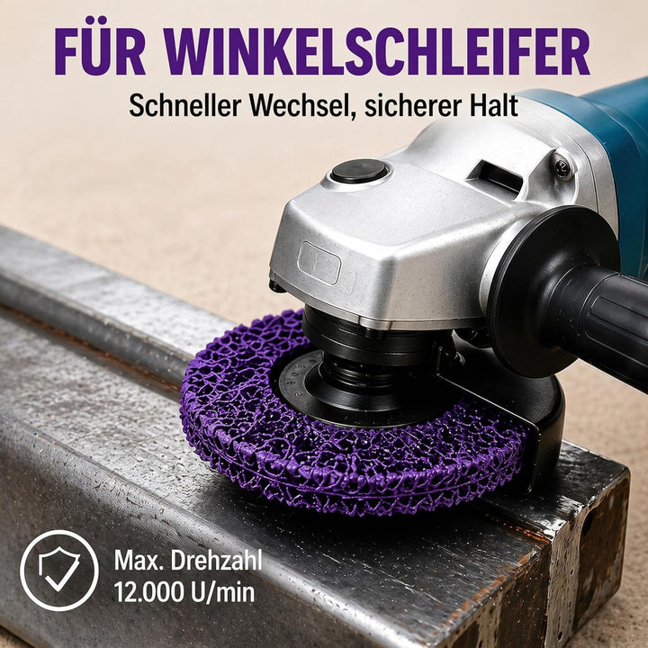 Woltersberger® Reinigungsscheiben Lila für Winkelschleifer Ø115mm Schleifscheiben zur Farbentfernung