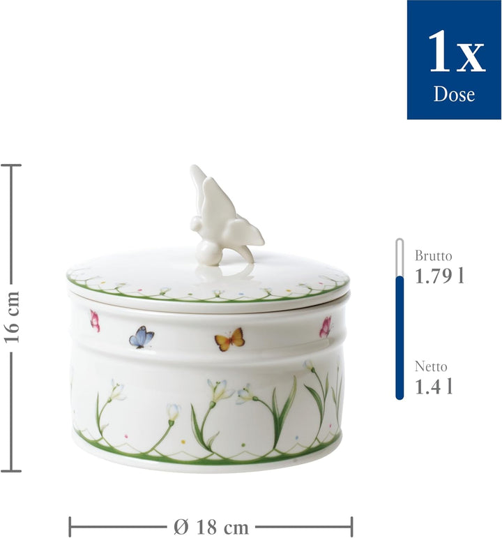 Villeroy und Boch Colourful Spring Dose, Porzellan, Weiss/Bunt, 16 cm Dose (L) Schneeglöckchen