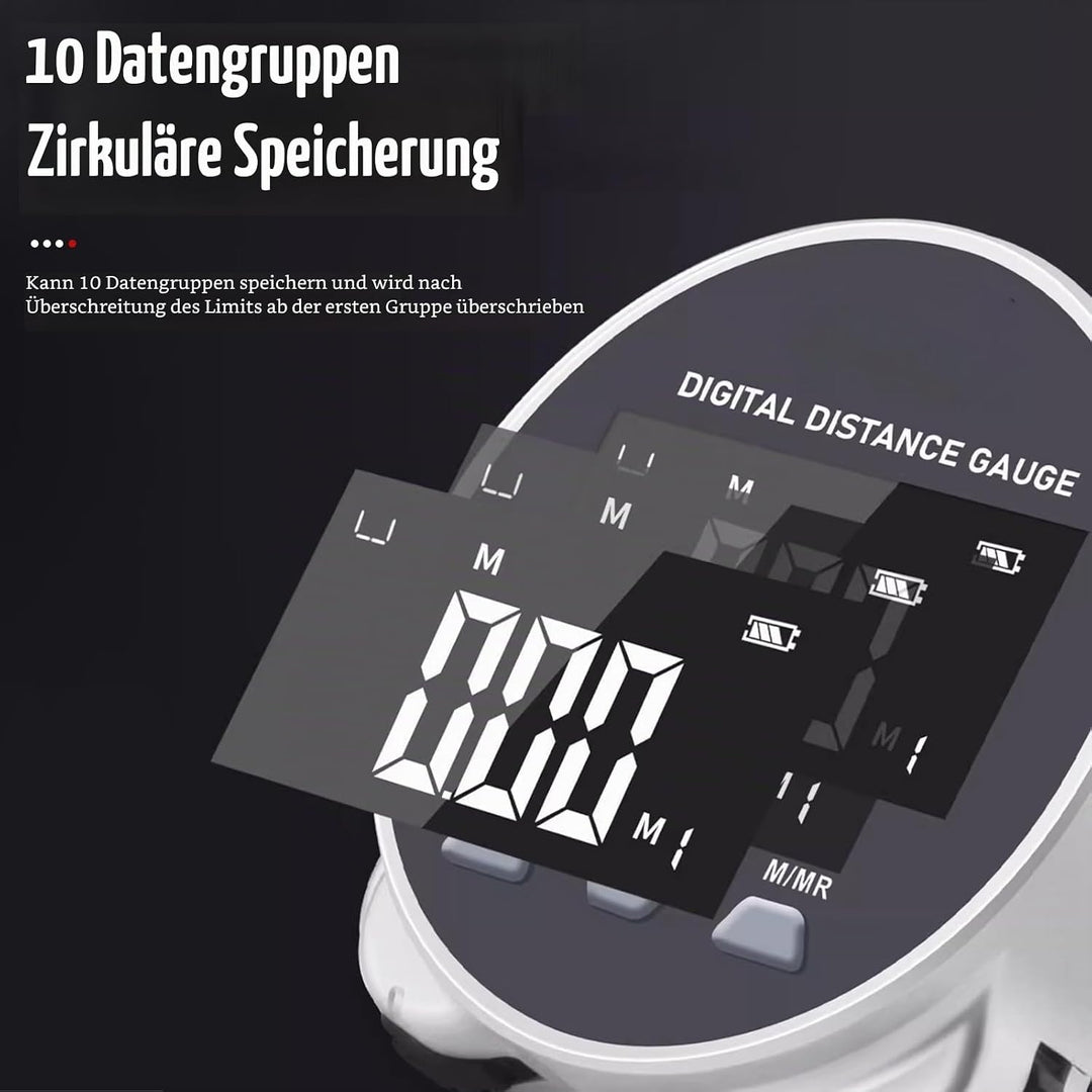 Digitales Rolllineal, Messrad Klein Digital, Elektronisches Massband mit LCD-Bildschirm, zum Messen