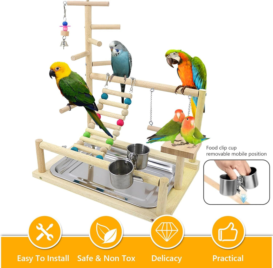 Vögel Spielplatz, Wellensittich Spielplatz Vogel-Spielplatz, Papageienspielständer Mit Feeder Cup Un