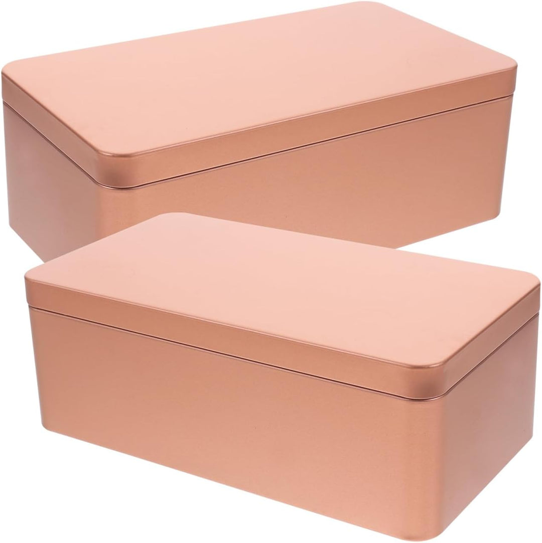 NOLITOY Blechdose 2 Stück Metall Dose Deckel Gold Rechteck Box Tee Kekse Geschenk Party Deko Fest Zu
