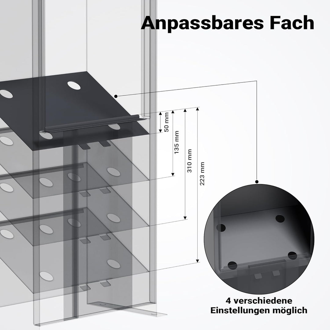 Wiltec Briefkasten grau 420 x 240 x 1020 mm, Standbriefkasten zur Bodenmontage mit Schloss, abschlie
