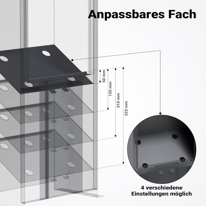 Wiltec Briefkasten grau 420 x 240 x 1020 mm, Standbriefkasten zur Bodenmontage mit Schloss, abschlie