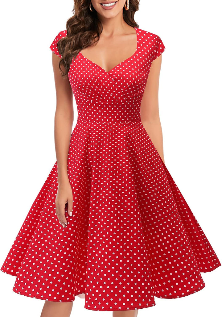 Bbonlinedress Kurzes Cocktailkleid für Damen im Stil der 1950er-Jahre, Retro-Stil, Swing-Kleid, Part