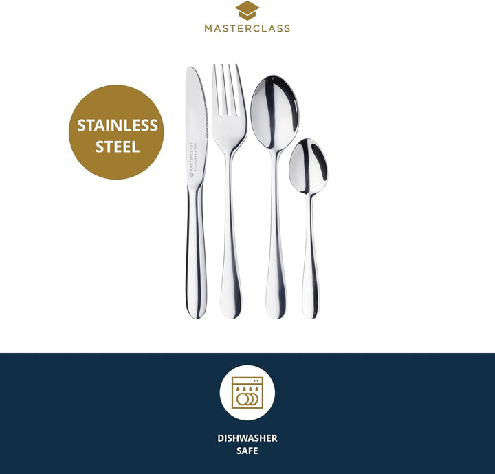 MasterClass Kinderbesteck-Set, Edelstahl, 4-teilig, Silber (Packung mit 2) 28 x 18 x 18 cm (Packung