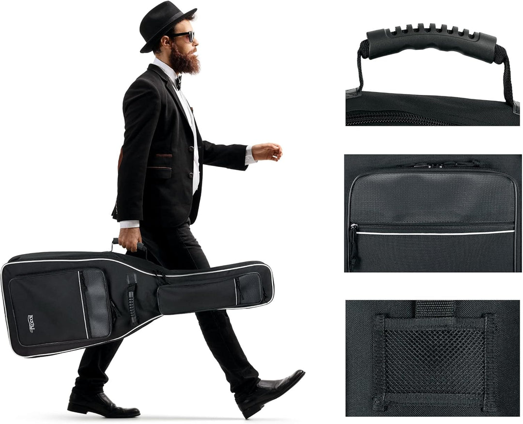 ROCKTILE 4/4 Klassik-Gitarrentasche Deluxe - gepolstert mit Rucksackgarnitur Gigbag für Konzertgitar