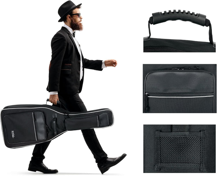 ROCKTILE 4/4 Klassik-Gitarrentasche Deluxe - gepolstert mit Rucksackgarnitur Gigbag für Konzertgitar