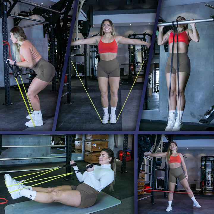 POWERFUL-X Widerstandsbänder mit Türanker und Handgriffen, Resistance Bands, Fitnessbänder für Kraft