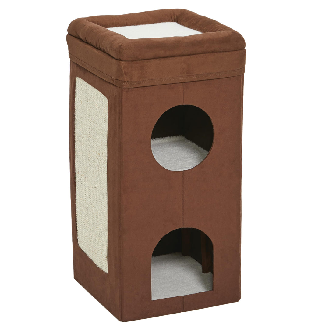 MidWest Homes for Pets Feline Nuvo Curious Cat Condo Kratzbaum mit 3 Ebenen, Wildlederimitat mit Ver