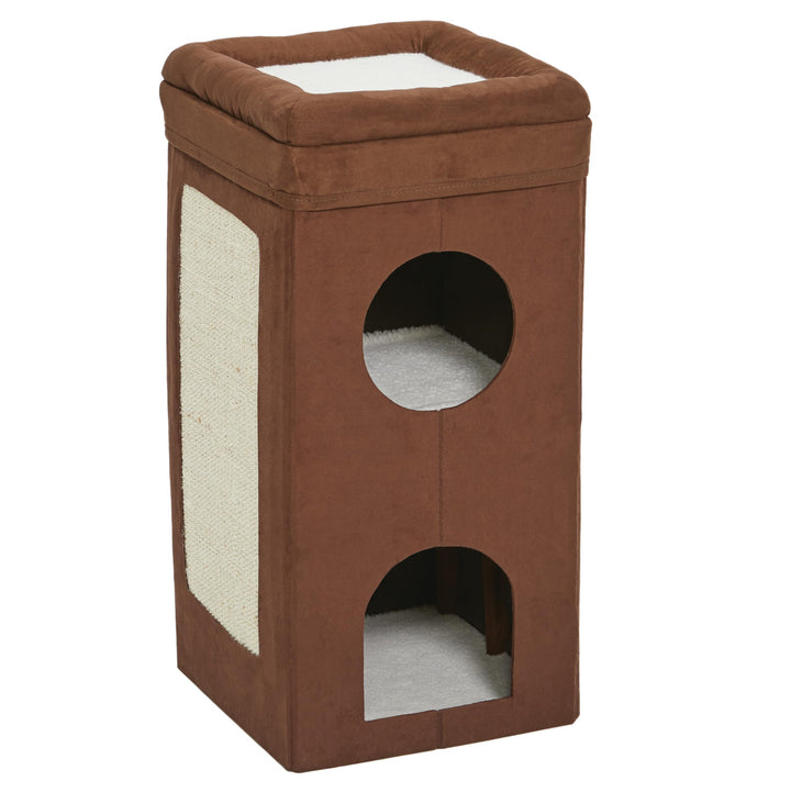 MidWest Homes for Pets Feline Nuvo Curious Cat Condo Kratzbaum mit 3 Ebenen, Wildlederimitat mit Ver