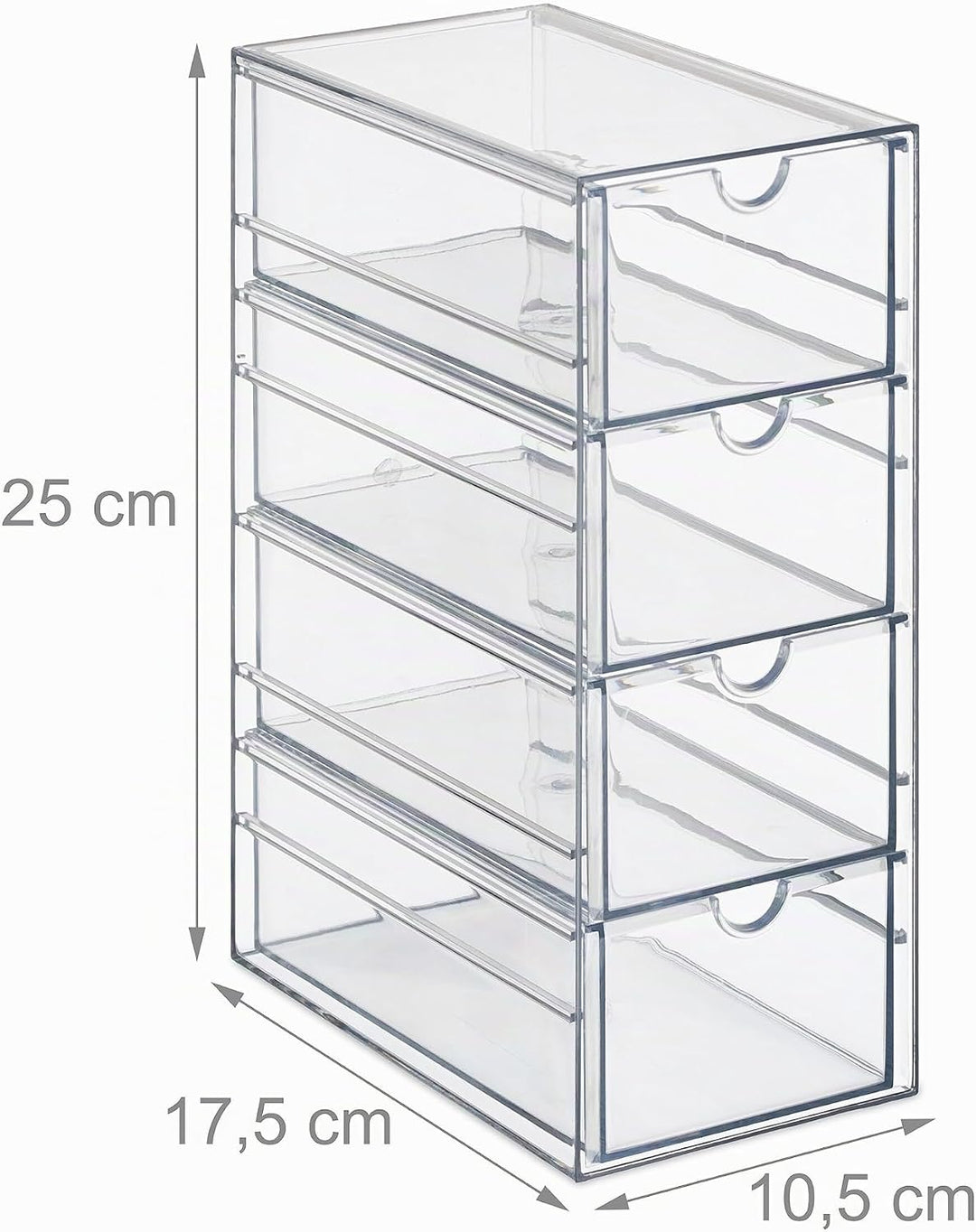 Relaxdays Schubladenbox, 4 Fächer, Organizer für Make Up, Büro, Bastelsachen, Kunststoff, Schubladen