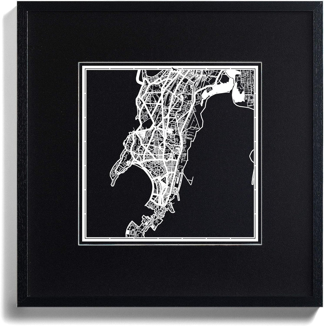 Mumbai Papierschnitt Karte Weiss 30x30 cm Papierkunst, Mumbai