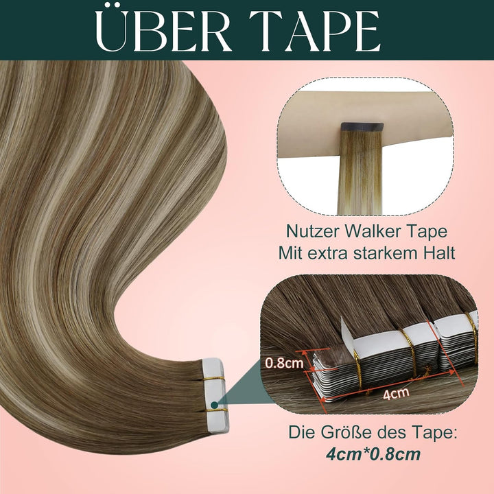 Easyouth Balayage Tape in Echthaar Extension Tape on Haarverlangerung Remy Menschenhaar Tape Extensi