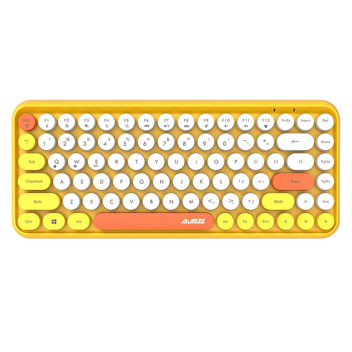 FELiCON 308i Kabellose Retro Tastatur, Bluetooth Silent Cute Computer Tastatur mit Runder Punk Taste