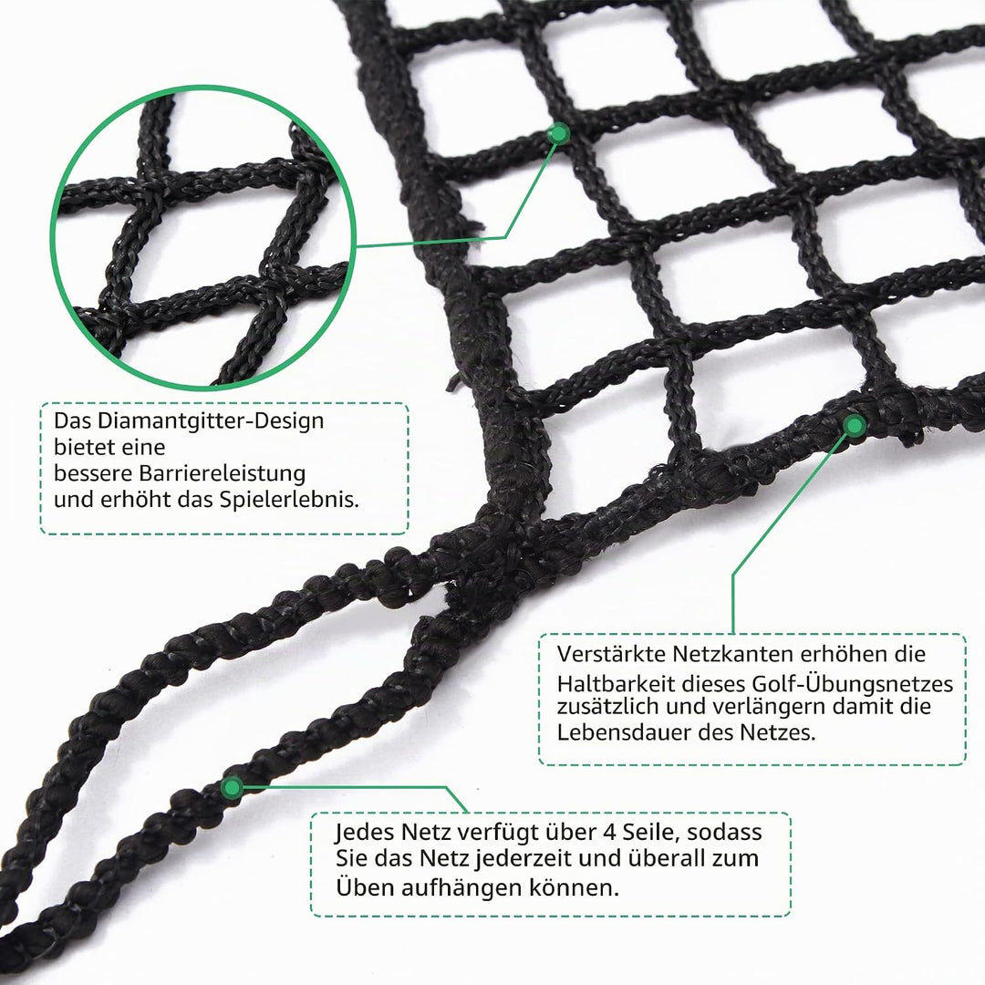 EMEKIAN Schwarzes Polyester Golf Übungszaunnetz, Schwerlast Golfball-Absperrnetz, Tragbares Golfnetz