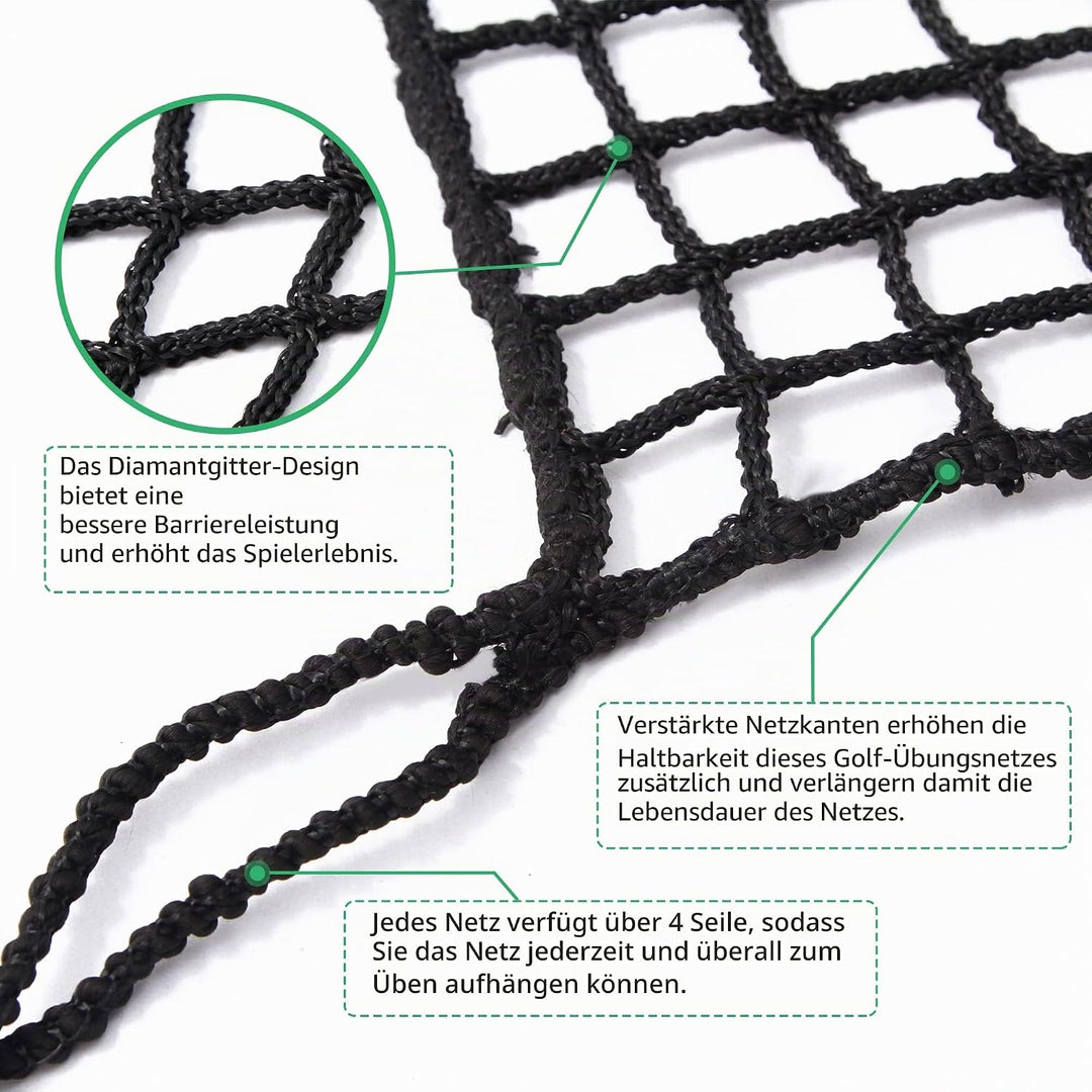 EMEKIAN Schwarzes Polyester Golf Übungszaunnetz, Schwerlast Golfball-Absperrnetz, Tragbares Golfnetz