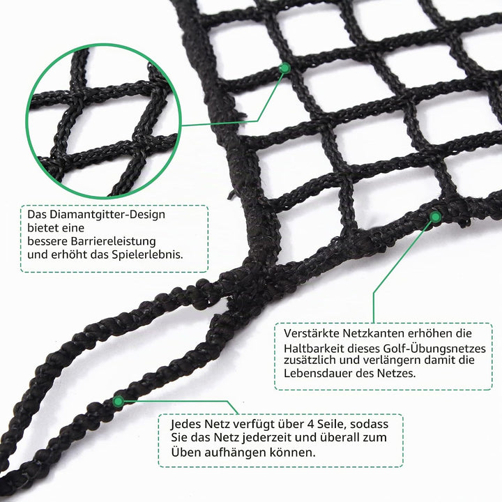 EMEKIAN Schwarzes Polyester Golf Übungszaunnetz, Schwerlast Golfball-Absperrnetz, Tragbares Golfnetz
