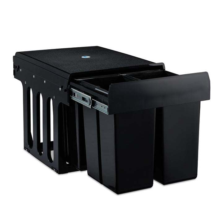Relaxdays Einbaumülleimer 4-fach, auziehbarer Küchenmülleimer für Unterschrank, 4x 8 Liter, 35,1 x 3