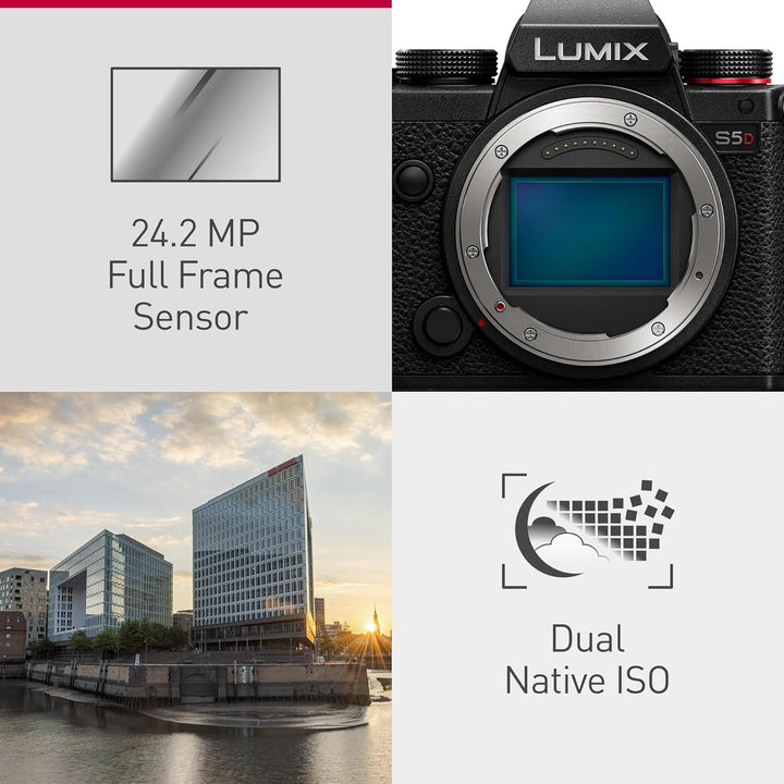 Panasonic DC-S5DWE-K Lumix S5D Vollformatkamera, L-Mount, 24,2 MP, 4K 60P Videoaufnahme, Live View S