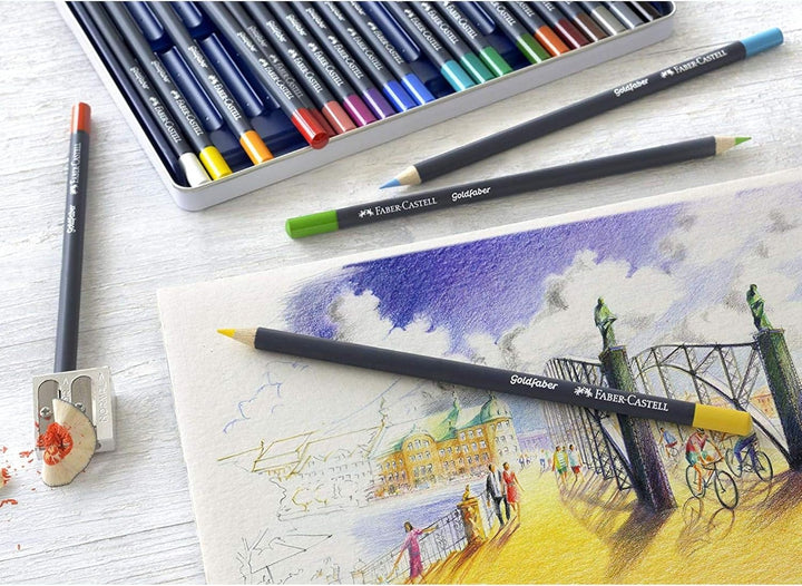 Faber-Castell 114736 - Farbstifte mit permanenter Ölkreidemine Goldfaber, 36er Set 36er Etui Single,