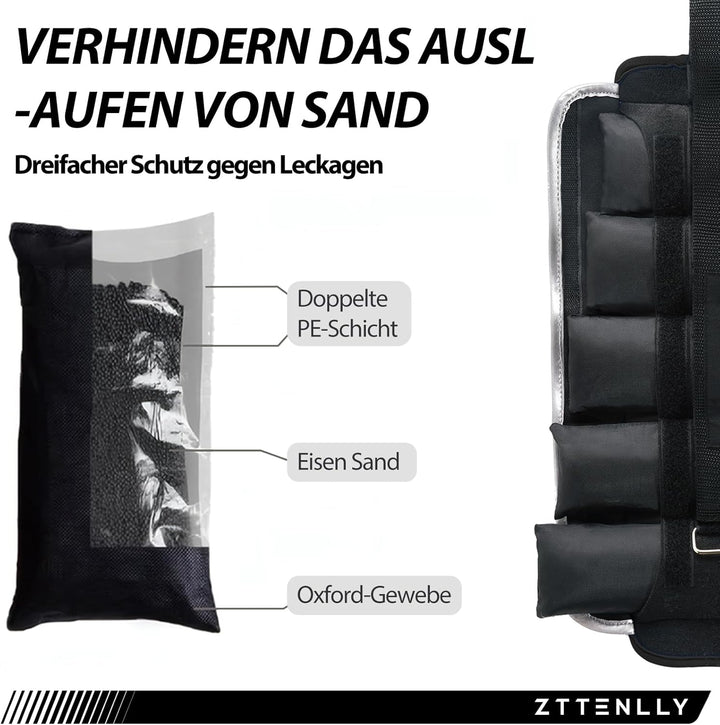 Gewichtsmanschetten für Knöchel & Handgelenk - Verstellbar （0.45-9 kg/Paar), Atmungsaktives Merceriz