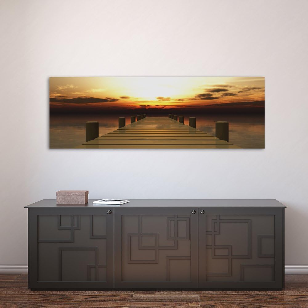 Feeby Frames, Leinwandbild, Bilder, Wand Bild, Wandbilder, Kunstdruck 60x150cm, Steg, Meer, Wasser,