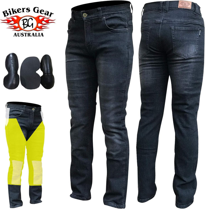 Bikers Gear Australia Unisex Grau Stetch Jeans Herren-Motorradjeans mit Kevlar-Innenfutter, Stretch,