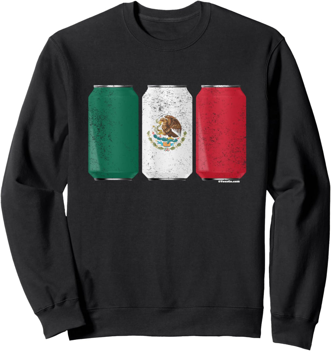 Cool Graphic Beer Cans Mexico Flag Sweatshirt