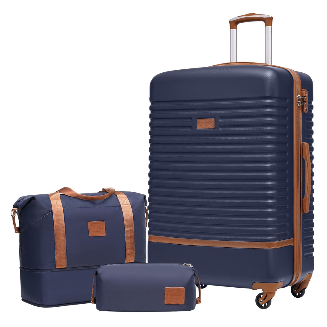 COOLIFE Koffer Trolley Koffer Reisekoffer von ABS Hartschalen Trolley 4 Rollen TSA-Schloss Der Koffe