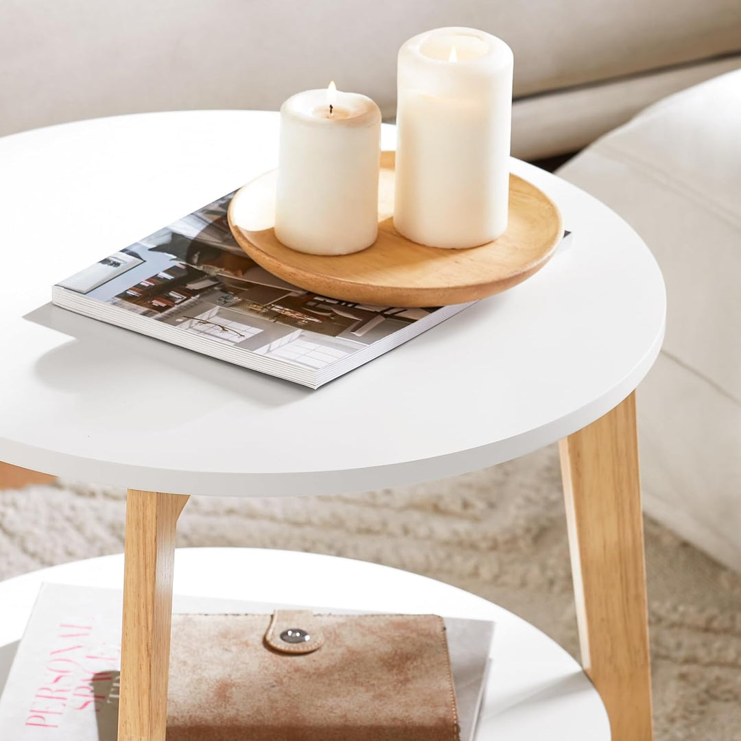 SoBuy FBT75-W 2er Set Beistelltisch mit runden Ablagen Couchtisch Sofatisch Kaffeetisch Wohnzimmerti