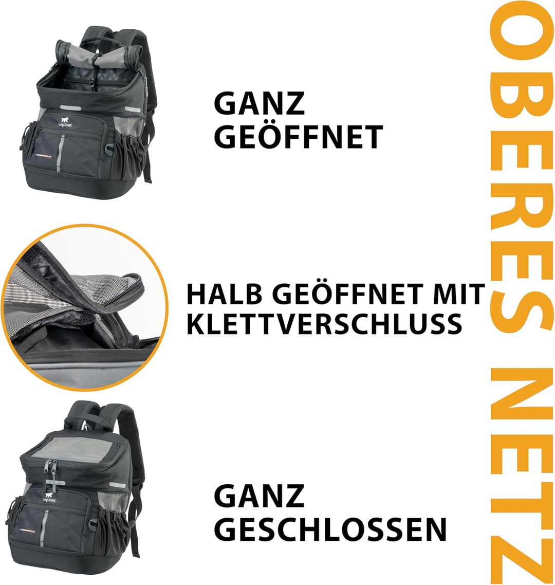 Ferplast Hunderucksack Voyager Backpack, Katzenrucksack, Hundetasche, Hundebox, Weite Öffnung, verst