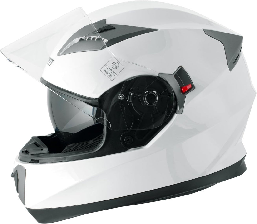 Integralhelm Motorradhelm Rollerhelm Anti-Kratz-Visier Touring Sport 57-58 cm ( M) Weiss, 57-58 cm (