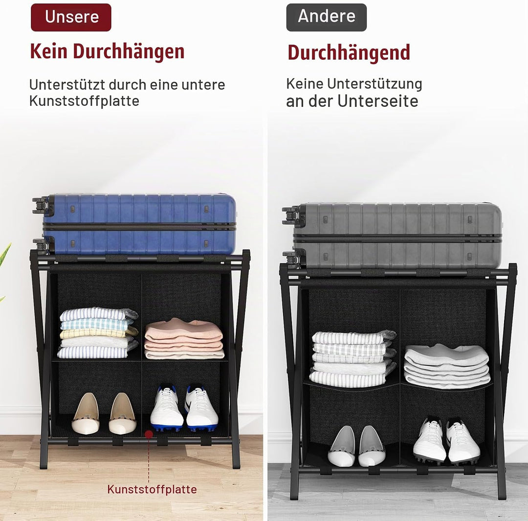 Kofferständer, Gepäckablage, 2er Set, Kofferständer Klappbar, Kofferstände mit Ablagefächern, Koffer