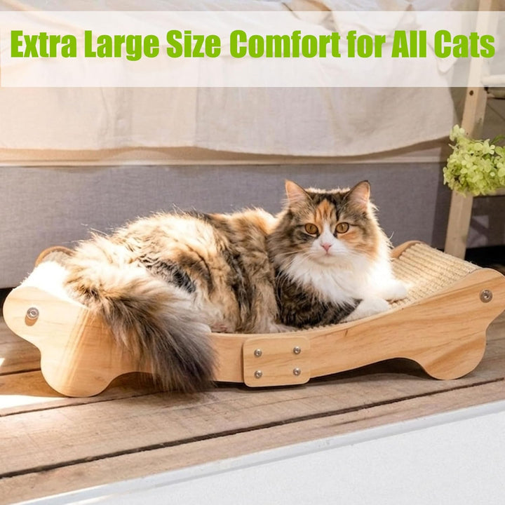 Sisal Kratzbretter Katze mit 160° Bogenform – Katzen Kratzbrett aus natürlichem Sisal &amp; Massivholz,