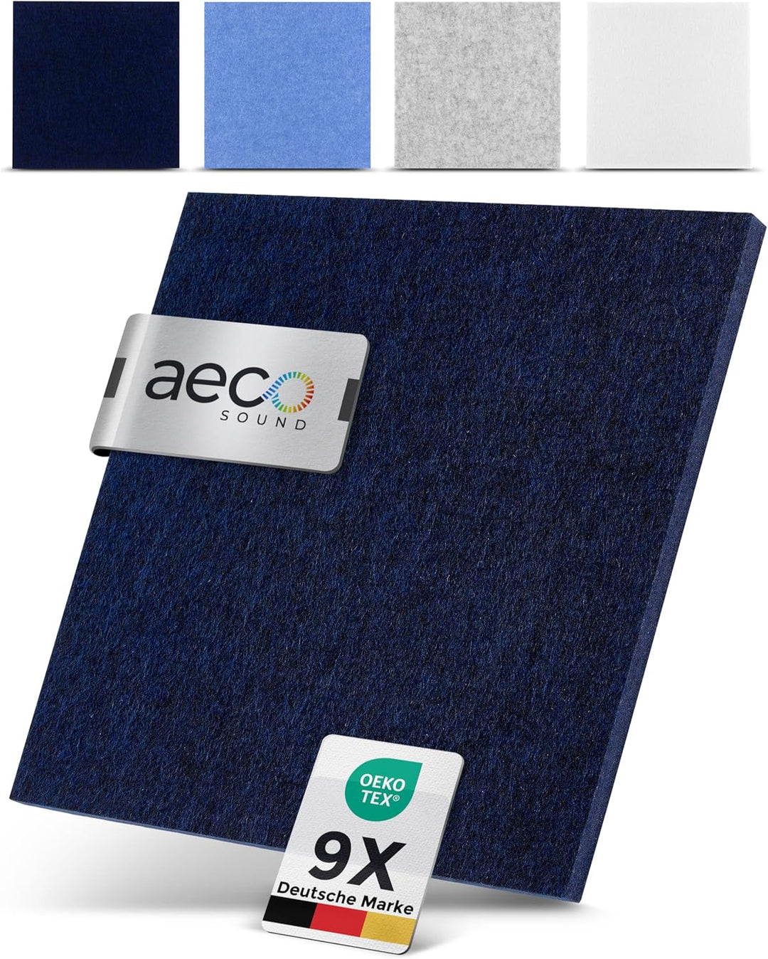 Akustikpaneele selbstklebend – 9er-Set | 30x30cm | Akustikfilz Royalblau, extra dick 15mm – 3D Wandp